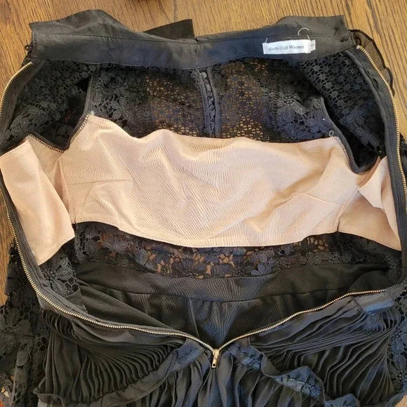 Reds Hall Black Adeline Lace Up Pleated Dress Size Women's Small NEW - Picture 11 of 16